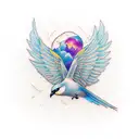 A tattoo of a bird flying through a thought bubble, representing the client's love for deep thinking and nature tattoo design idea