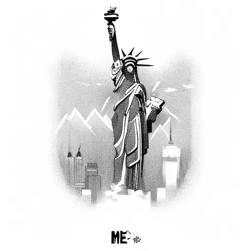 me in New york trusting in God tattoo design idea