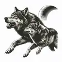 two wolves howling at eachother  tattoo design idea