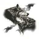 two wolves howling at eachother  tattoo design idea
