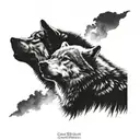 two wolves howling at eachother  tattoo design idea