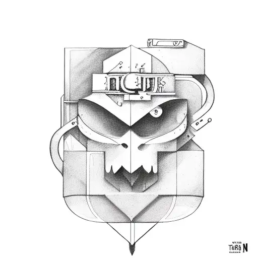 the letter N mixed with a guitar head tattoo design idea