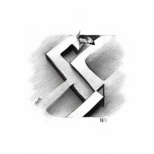 the letter N mixed with a guitar  tattoo design idea