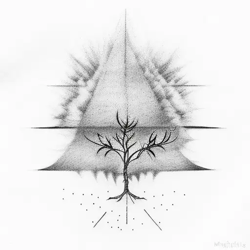 A minimalist tattoo of a burning bush, referencing the story of Moses and the presence of God from the Bible. tattoo design idea