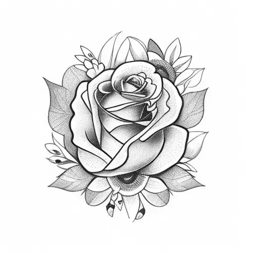 flowers with strawberries and butterflies  tattoo design idea