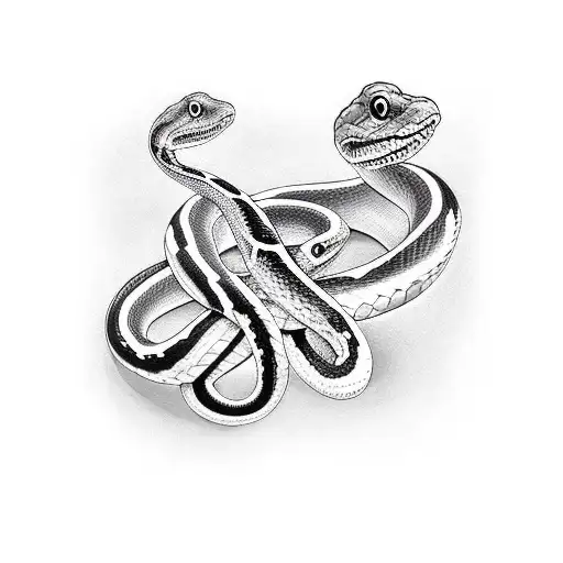 two snakes intertwined tattoo design idea