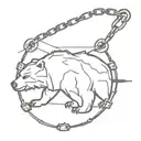 bear trap on chain, shading tattoo design idea