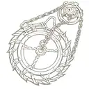 bear trap on chain, shading tattoo design idea
