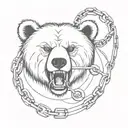 bear trap on chain, shading tattoo design idea