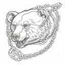 bear trap on chain, shading tattoo design idea