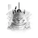 A dynamic composition featuring the Yamato sword and a pixelated video game character tattoo design idea