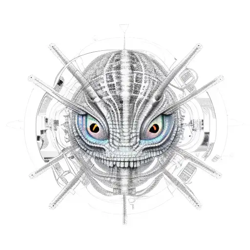 full body trippy cameleon listening to techno music tattoo design idea