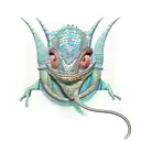 chameleon from Monstrous sa movie with headphones  tattoo design idea