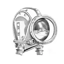 An old school diving helmet with a map of Saint Martin in the background tattoo design idea