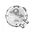 An old school diving helmet with a map of Saint Martin in the background tattoo design idea