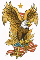 cross and U.S. flag and eagle tattoo design idea