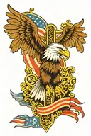 cross and U.S. flag and eagle tattoo design idea