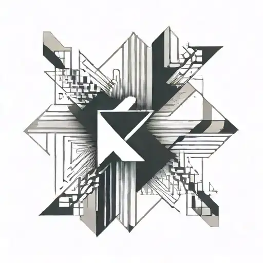Five square intermingle whith letter k in the middle tattoo design idea
