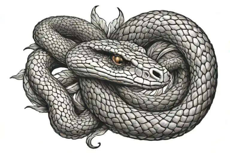 norse mythology snake disolving into his soul leaving the body tattoo design idea