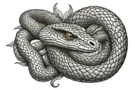norse mythology snake disolving into his soul leaving the body tattoo design idea