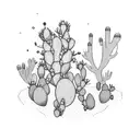 prickly pear and mountains  tattoo design idea