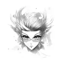 anime eyes in frame tattoo design idea