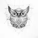 Geometric Owl standing on a scale  tattoo design idea