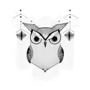 Geometric Owl standing on a scale  tattoo design idea