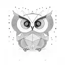 Geometric Owl standing on a scale  tattoo design idea