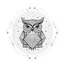 Geometric Owl standing on a scale  tattoo design idea
