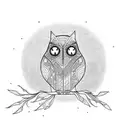 Geometric Owl standing on a scale  tattoo design idea