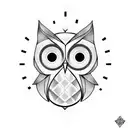 Geometric Owl standing on a scale  tattoo design idea