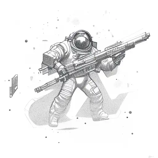 space, magic, Gun, board games  tattoo design idea