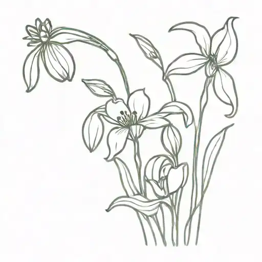 bouquet of snowdrop and poppy flowers tattoo design idea