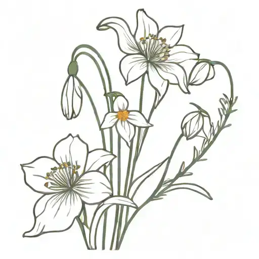 wildflower bouquet snowdrop and poppy tattoo design idea