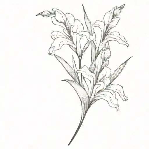 Gladiolus and snowdrop bouquet  tattoo design idea