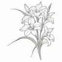 Gladiolus and snowdrop bouquet  tattoo design idea