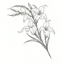 Gladiolus and snowdrop bouquet  tattoo design idea