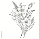 Gladiolus and snowdrop bouquet  tattoo design idea
