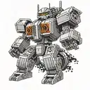 A robotic LEGO figure with elements of Transformers,  TMNT and Robotech incorporated into its design tattoo design idea
