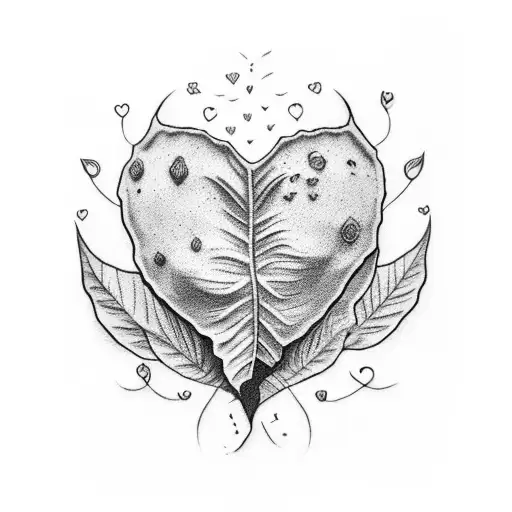 taro plant leaf in shape of heart tattoo design idea