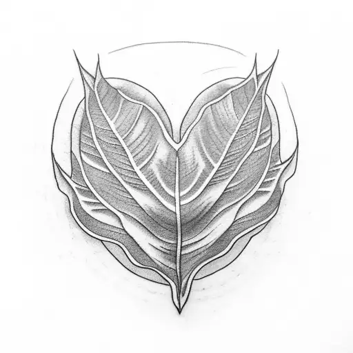 taro plant leaf in shape of heart. realistic tattoo design idea