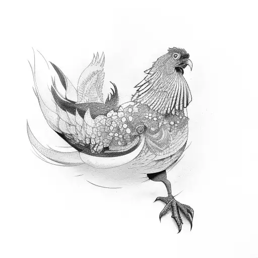 Garra cogiendo a un gallo tattoo design idea