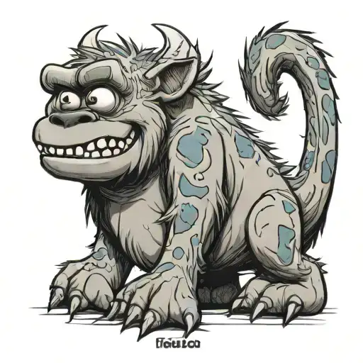 longdon from bluey but the colours of sully from monsters Inc  tattoo design idea