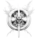 avenged sevenfold nightmare album cover with spider lilies and the angel crosses from evangelion tattoo design idea