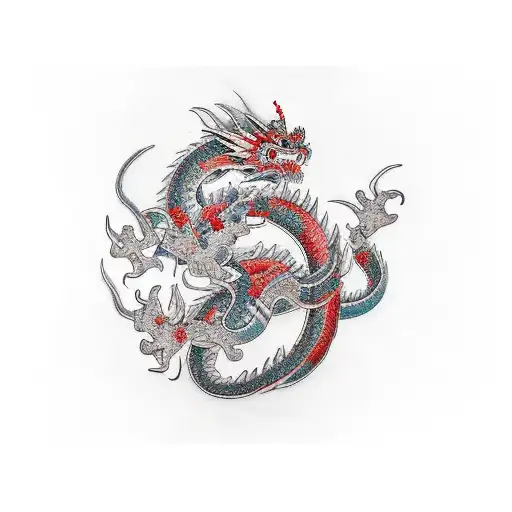 kaido dragon color  tattoo design idea