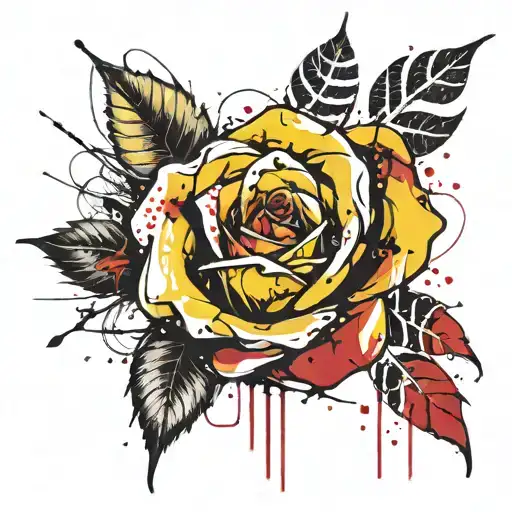 yellow rose tattoo design idea