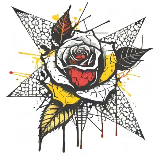 yellow rose stencil tattoo design idea