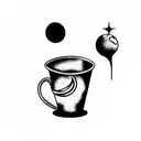 cup with comet tattoo design idea