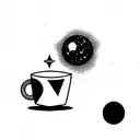 cup with comet tattoo design idea